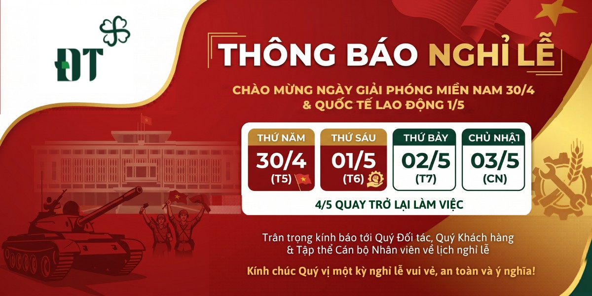 THÔNG BÁO LỊCH NGHỈ LỄ 30/4 – 1/5